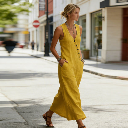 🔥Women's Sleeveless V-Neck Maxi Dress with Pockets