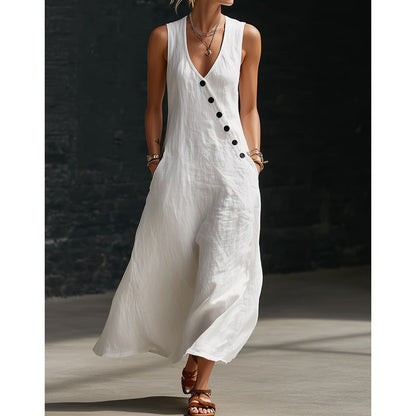 🔥Women's Sleeveless V-Neck Maxi Dress with Pockets