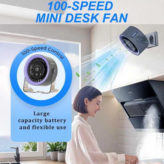 💥100-Speed Mini Desk Fan with Digital Display