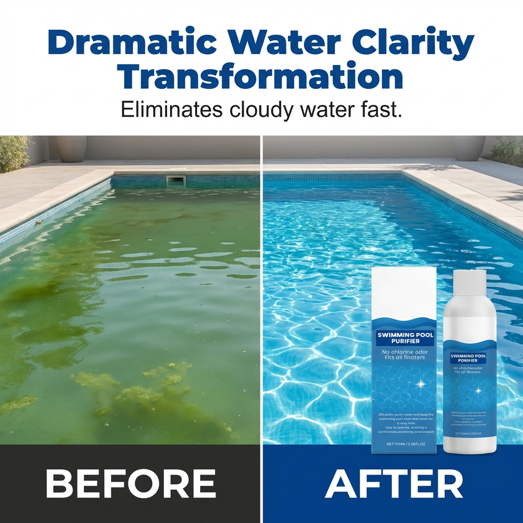 💧Swimming Pool Purifying Liquid – Crystal Clear Water, Zero Hassle! ✨Say goodbye to green water & harsh chemicals – just pure, fresh swimming every time.