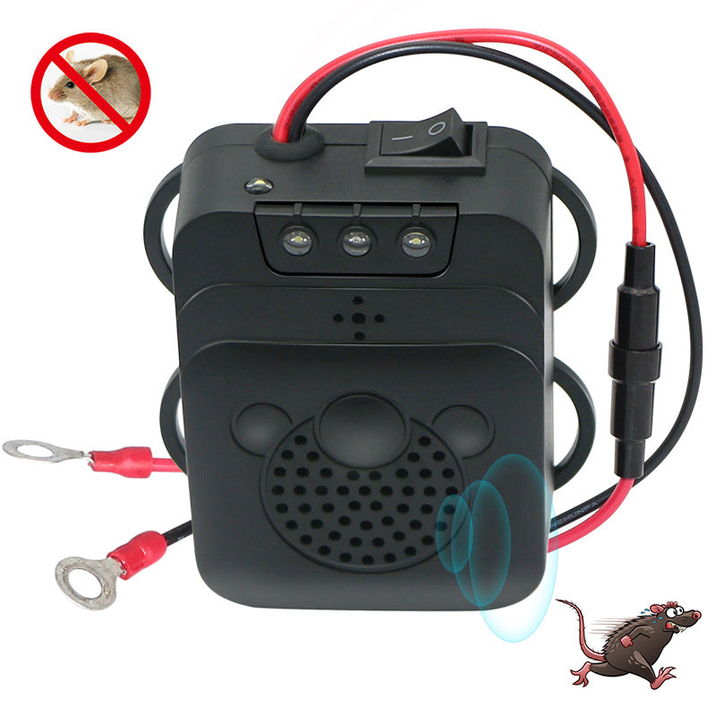 12V Ultrasonic Car Rodent Repeller with LED Strobe Lights