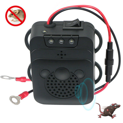 12V Ultrasonic Car Rodent Repeller with LED Strobe Lights
