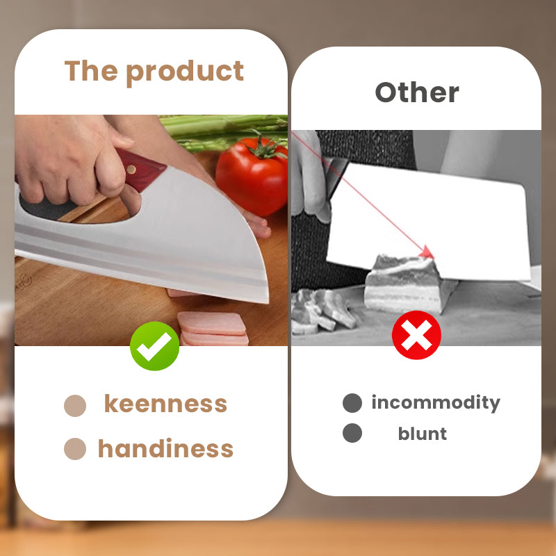 🍅🔪Ergonomic kitchen knife – front-handle design, effortlessly cuts vegetables and meat. A thoughtful gift for home cooks.