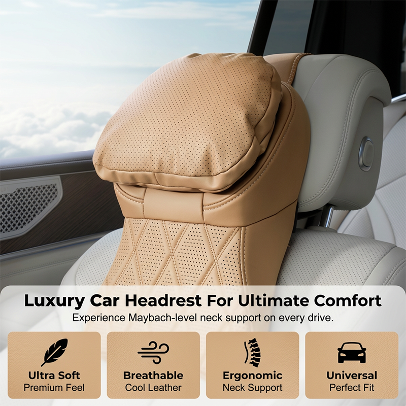 Aviation-Grade PU Leather Car Headrest