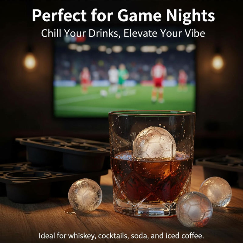 ⚽🧊Silicone Soccer Ball Ice Cube Tray – 5.5 cm Cubes, Slow-Melting, Leak-Proof Design, 4 Colors, Perfect for Game Nights & Cocktails 🥂