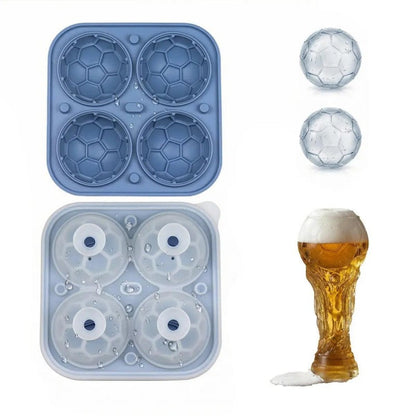 ⚽🧊Silicone Soccer Ball Ice Cube Tray – 5.5 cm Cubes, Slow-Melting, Leak-Proof Design, 4 Colors, Perfect for Game Nights & Cocktails 🥂