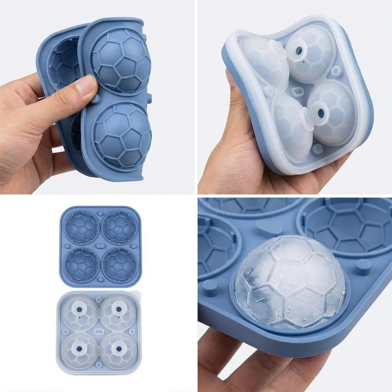 ⚽🧊Silicone Soccer Ball Ice Cube Tray – 5.5 cm Cubes, Slow-Melting, Leak-Proof Design, 4 Colors, Perfect for Game Nights & Cocktails 🥂