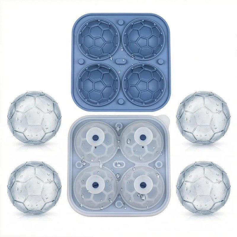 ⚽🧊Silicone Soccer Ball Ice Cube Tray – 5.5 cm Cubes, Slow-Melting, Leak-Proof Design, 4 Colors, Perfect for Game Nights & Cocktails 🥂