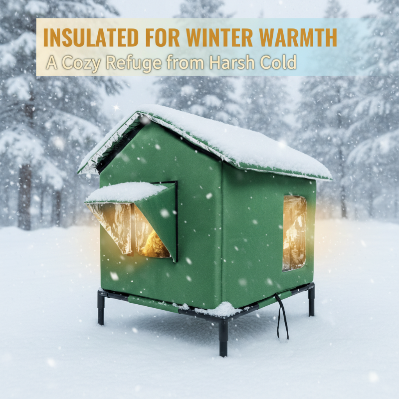 All-Weather Elevated Outdoor Cat House – Waterproof, Insulated, Foldable