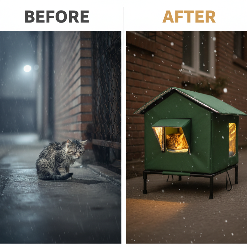 All-Weather Elevated Outdoor Cat House – Waterproof, Insulated, Foldable