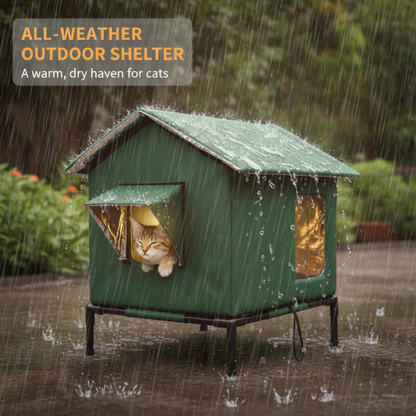 All-Weather Elevated Outdoor Cat House – Waterproof, Insulated, Foldable