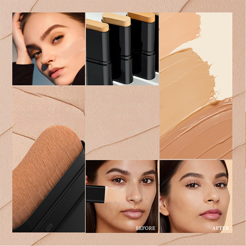 💄2-in-1 Foundation Stick with Brush – Creamy Texture, Full Coverage & Easy Application for a Flawless Finish 💁‍♀️