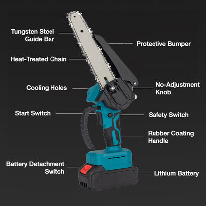 6-inch Cordless Mini Chainsaw with 2 Batteries
