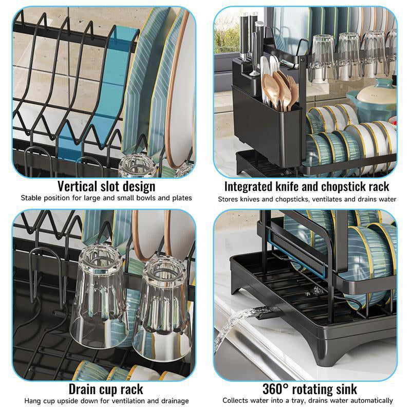 🔥2-Tier Dish Drying Rack with Drainboard