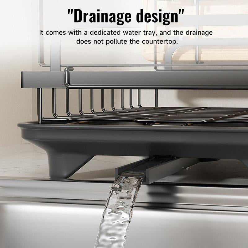 🔥2-Tier Dish Drying Rack with Drainboard