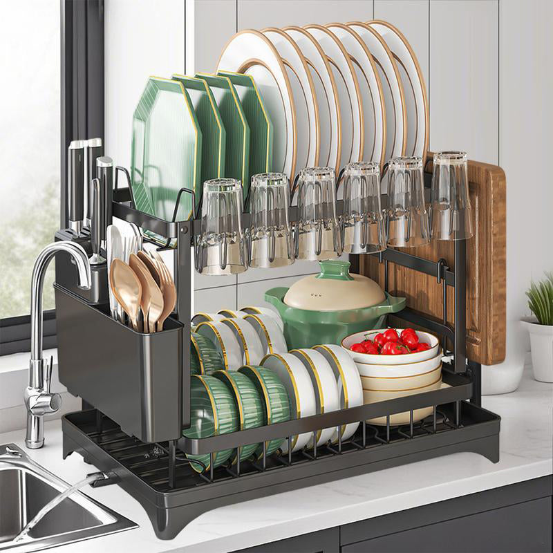 🔥2-Tier Dish Drying Rack with Drainboard