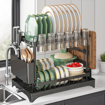 🔥2-Tier Dish Drying Rack with Drainboard