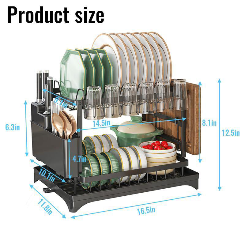 🔥2-Tier Dish Drying Rack with Drainboard