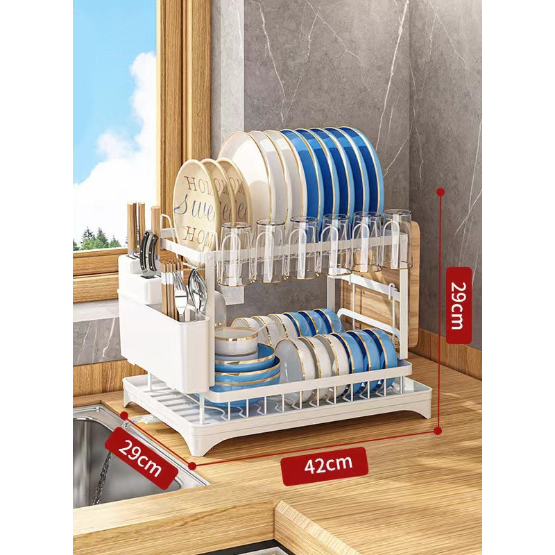 🔥2-Tier Dish Drying Rack with Drainboard