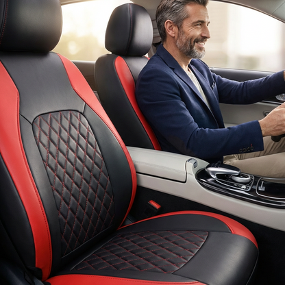 🎉9-Piece Quilted Faux Leather Seat Covers – Car Interior Accessory