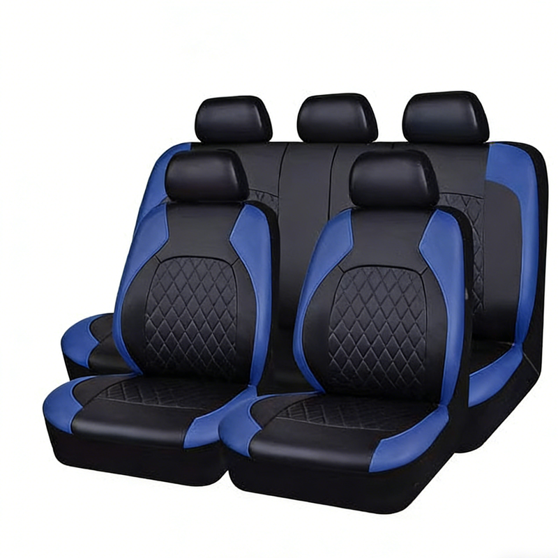 🎉9-Piece Quilted Faux Leather Seat Covers – Car Interior Accessory