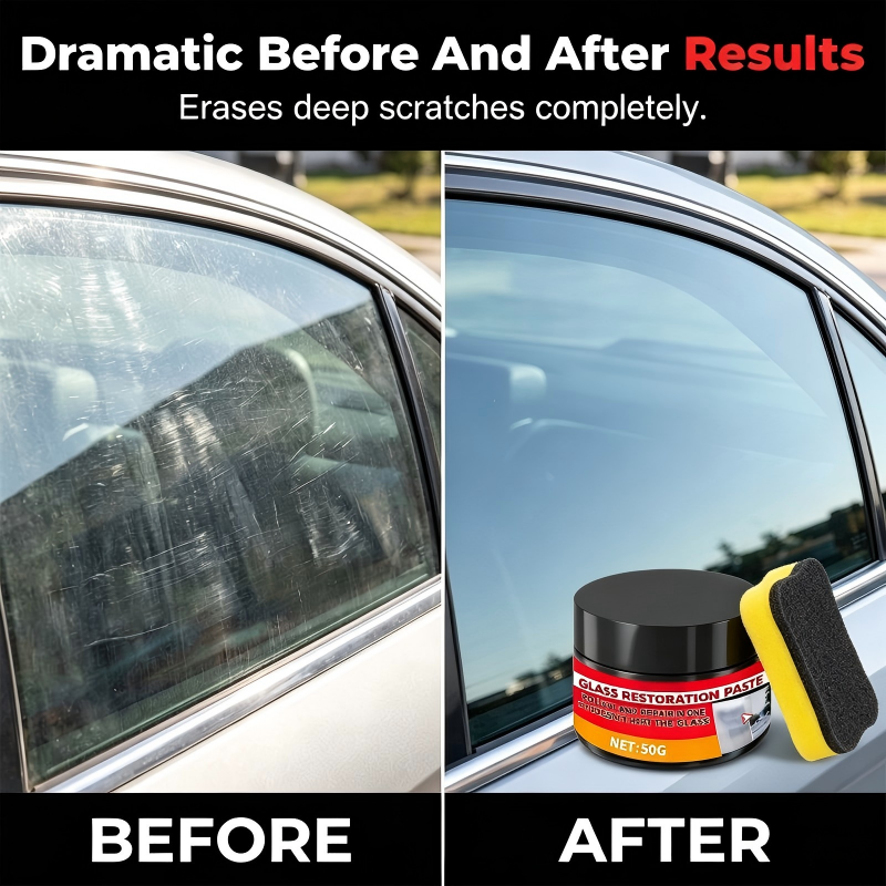 ✨Car Glass Scratch Repair Paste with Sponge