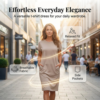 👗 50% OFF NOW! 🛍️ Women's Casual Short Sleeve T-Shirt Dress – Soft, Breathable & Pockets Included