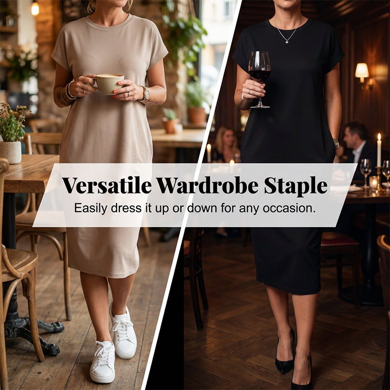 👗 50% OFF NOW! 🛍️ Women's Casual Short Sleeve T-Shirt Dress – Soft, Breathable & Pockets Included