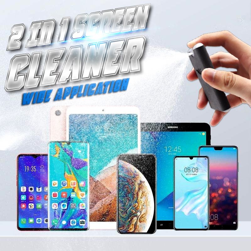 2-in-1 Screen Cleaner & Microfiber Cloth – Spray & Wipe, No Residue, Portable