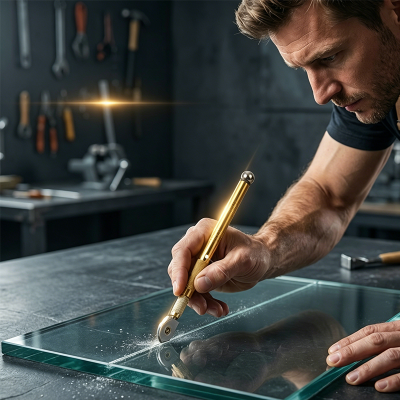 Professional pen-style glass cutter – Carbide wheel, ergonomic grip, and precise cutting – perfect for mirrors, windows, or glass art