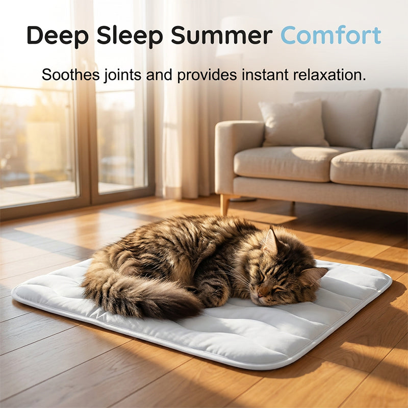 ❄️[Summer Sale] Pet Cooling Ice Silk Mat – Summer Cooling Pet Bed Pad for Dogs and Cats, Breathable Washable Sleeping Cushion for Indoor and Outdoor Use, Lightweight Cooling Crate and Sofa Pet Mat