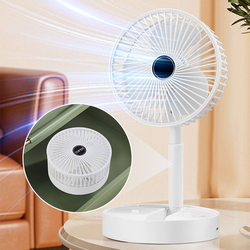 🔋Rechargeable USB Folding Telescopic Fan – Silent, 180° Rotating, 4 Speeds, Portable ✨