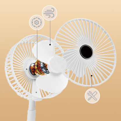🔋Rechargeable USB Folding Telescopic Fan – Silent, 180° Rotating, 4 Speeds, Portable ✨