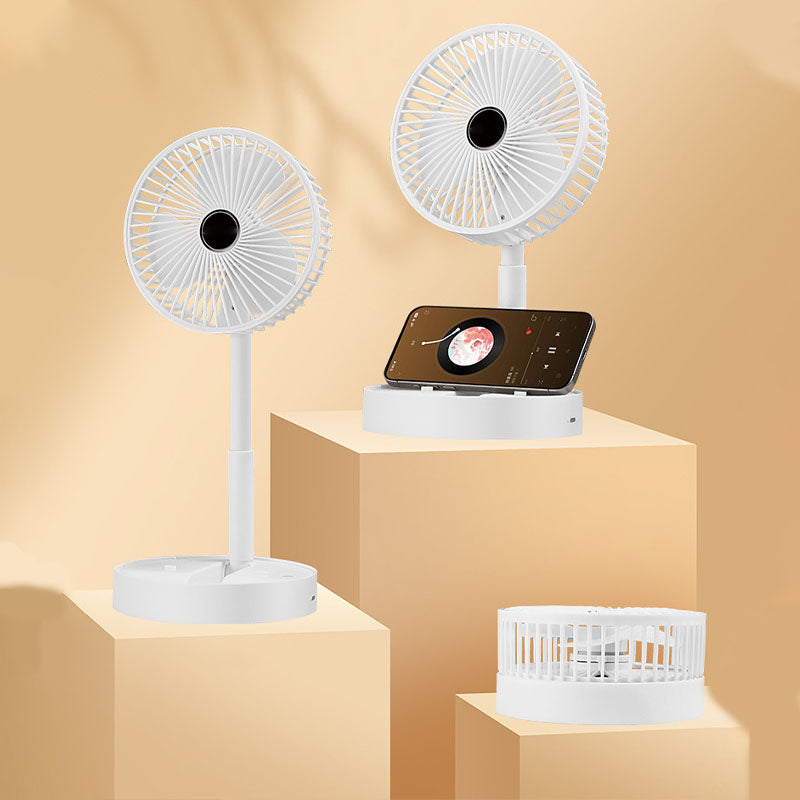 🔋Rechargeable USB Folding Telescopic Fan – Silent, 180° Rotating, 4 Speeds, Portable ✨