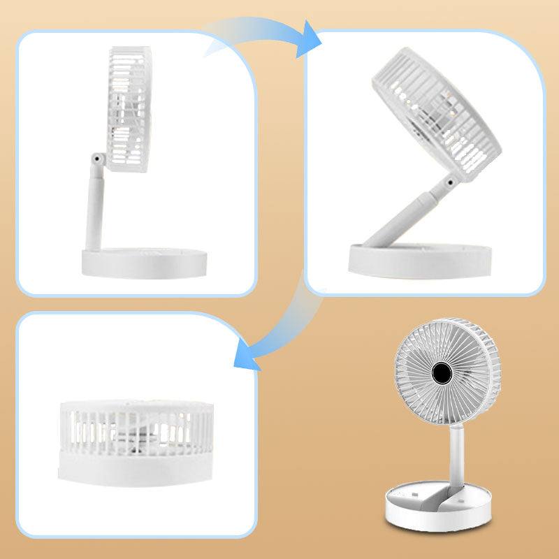 🔋Rechargeable USB Folding Telescopic Fan – Silent, 180° Rotating, 4 Speeds, Portable ✨