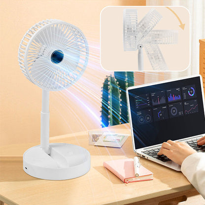 🔋Rechargeable USB Folding Telescopic Fan – Silent, 180° Rotating, 4 Speeds, Portable ✨