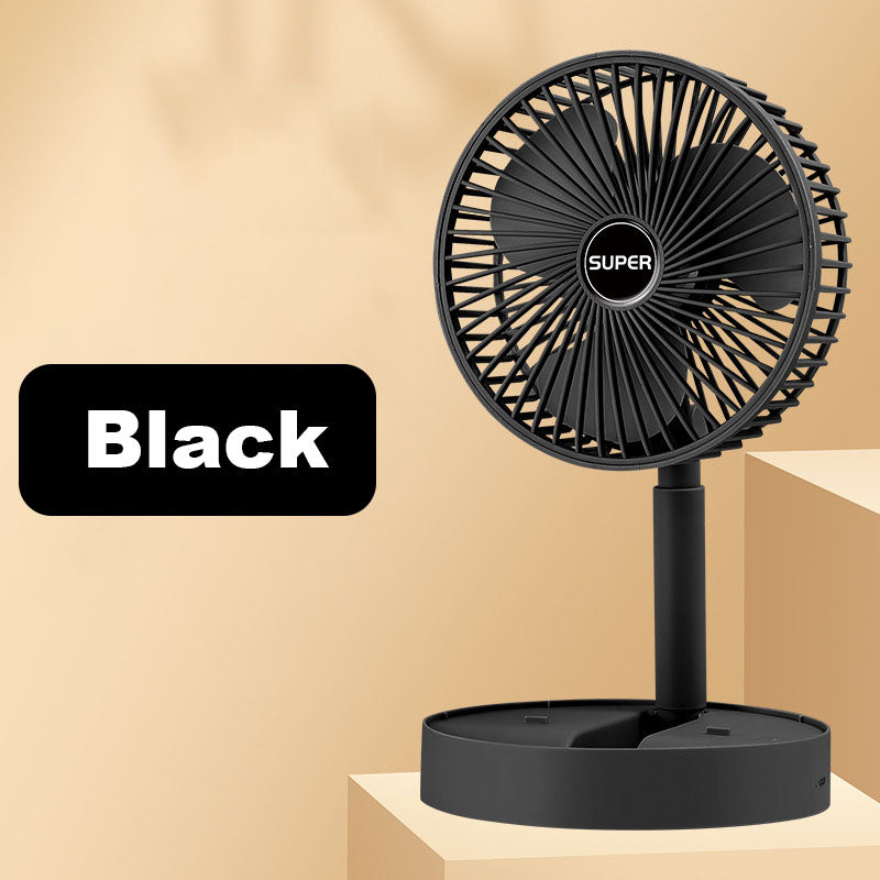 🔋Rechargeable USB Folding Telescopic Fan – Silent, 180° Rotating, 4 Speeds, Portable ✨