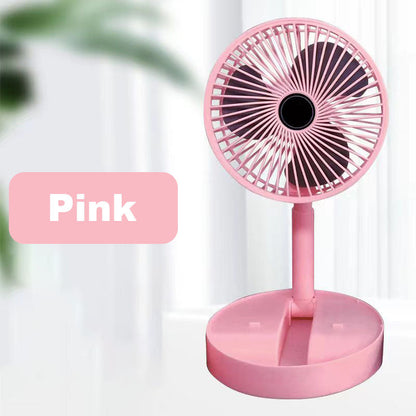 🔋Rechargeable USB Folding Telescopic Fan – Silent, 180° Rotating, 4 Speeds, Portable ✨