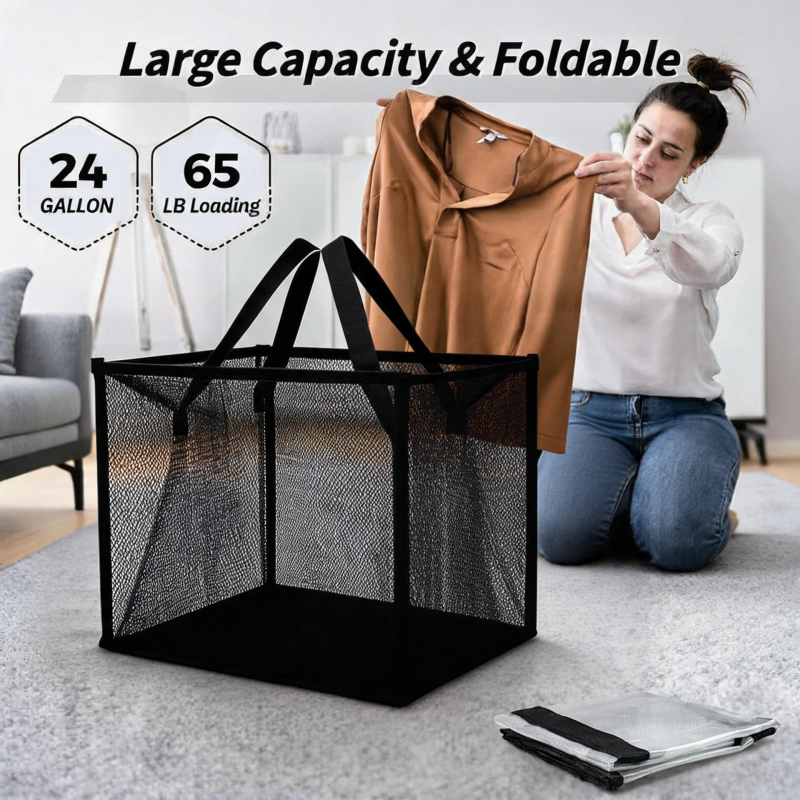 Foldable Mesh Laundry Hamper with Handles