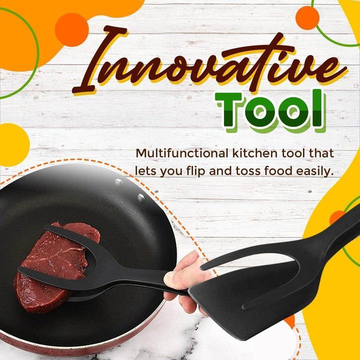 🥩 2-in-1 Spatula Clip – Heat-Resistant Silicone & Non-Slip Handle – Kitchen Cooking Essential