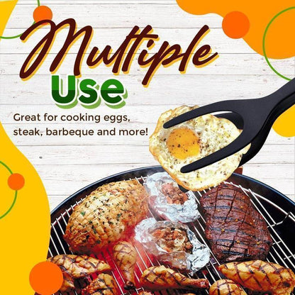 🥩 2-in-1 Spatula Clip – Heat-Resistant Silicone & Non-Slip Handle – Kitchen Cooking Essential
