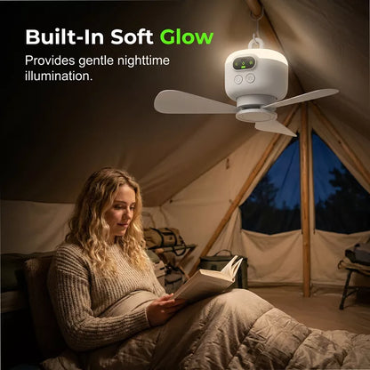 🌀 LIMITED-TIME 50% OFF! ✨ Rechargeable Ceiling Fan with LED Light – 8000mAh Battery, Remote Control, Quiet Motor 🏠