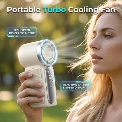 ❄️Mini Handheld Fan with LED Display👍5-Speed Turbo Pocket size Fan✨USB Rechargeable, High-Speed Cooling for Travel & Makeup