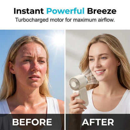 ❄️Mini Handheld Fan with LED Display👍5-Speed Turbo Pocket size Fan✨USB Rechargeable, High-Speed Cooling for Travel & Makeup