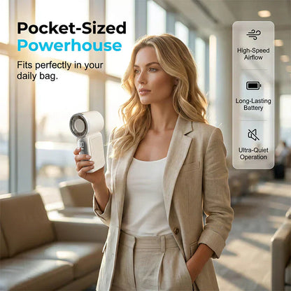❄️Mini Handheld Fan with LED Display👍5-Speed Turbo Pocket size Fan✨USB Rechargeable, High-Speed Cooling for Travel & Makeup