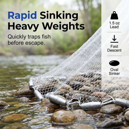 🎣 LIMITED-TIME 50% OFF! ✨ Easy-Throw Cast Net – Heavy-Duty Mesh, Rapid Sinking, Versatile 🌊