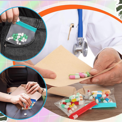 7 Pcs Reusable Clear Pill Bags with Slide Lock
