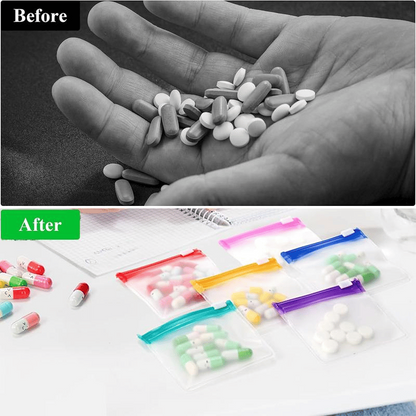 7 Pcs Reusable Clear Pill Bags with Slide Lock