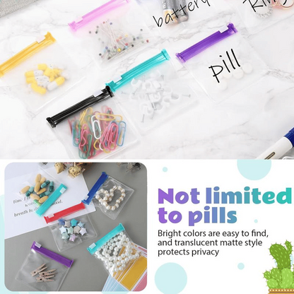7 Pcs Reusable Clear Pill Bags with Slide Lock