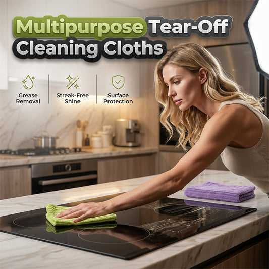 Multipurpose Tear-Off Reusable Cleaning Cloth Roll, Pre-Cut Absorbent Microfiber Wipes for Kitchen Bathroom Household Cleaning